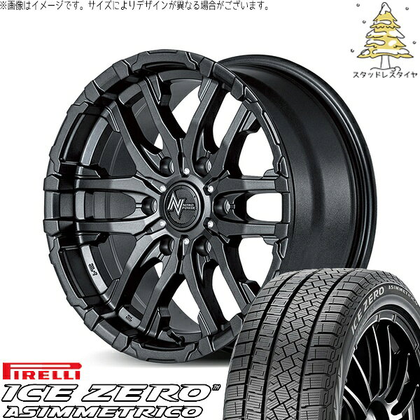 ハイエース専用 215/65R16 スタッドレスタイヤ ホイール 4本セット 新品 | ピレリ (PIRELLI) アイスゼロアシンメトリコ × エムアイディー (MID) ナイトロパワー M26 クロスファング バレルブラック 16インチ 6.5J +38 6穴139.7