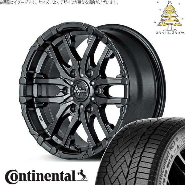 ハイエース専用 215/60R17 スタッドレスタイヤ ホイール 4本セット 新品 | コンチネンタル (Continental) ノースコンタクト NC7 × エムアイディー (MID) ナイトロパワー M26 クロスファング バレルブラック 17インチ 6.5J +38 6穴139.7