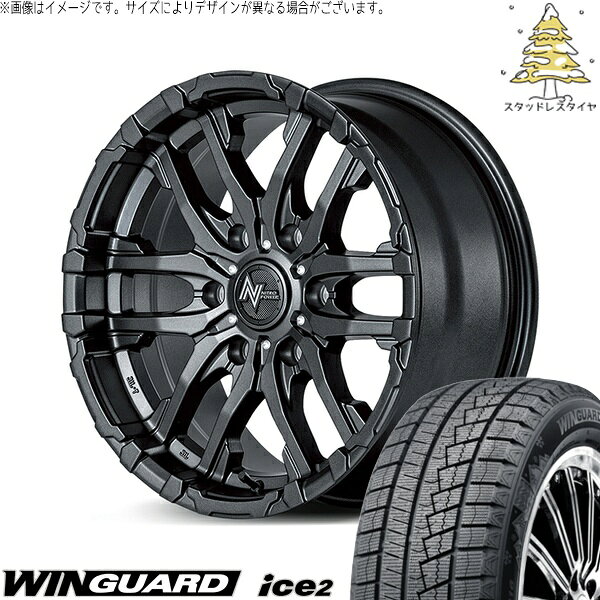 ハイエース専用 215/60R17 スタッドレスタイヤ ホイール 4本セット 新品 | ネクセン (NEXEN) ウィンガード アイス2 × エムアイディー (MID) ナイトロパワー M26 クロスファング バレルブラック 17インチ 6.5J +38 6穴139.7