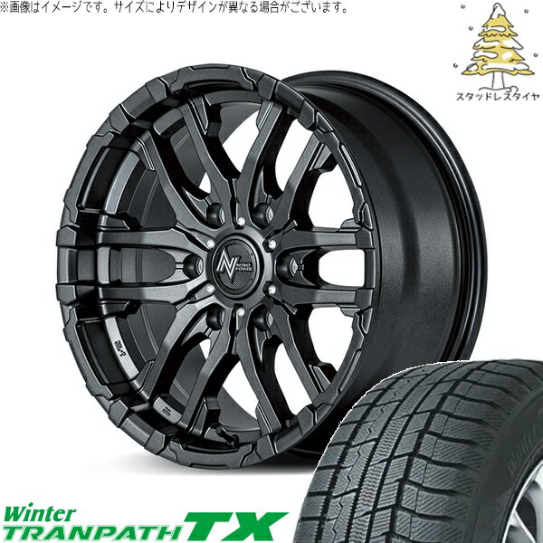 ハイエース専用 215/70R16 スタッドレスタイヤ ホイール 4本セット 新品 | トーヨータイヤ (TOYO) ウィンタートランパス TX (WinterTRANPATH TX) × エムアイディー (MID) ナイトロパワー M26 クロスファング バレルブラック 16インチ 6.5J +38 6穴139.7