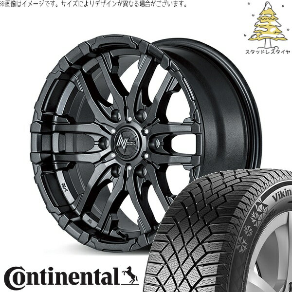 ハイエース専用 215/70R16 スタッドレスタイヤ ホイール 4本セット 新品 | コンチネンタル (Continental) バイキングコンタクト7 × エムアイディー (MID) ナイトロパワー M26 クロスファング バレルブラック 16インチ 6.5J +38 6穴139.7
