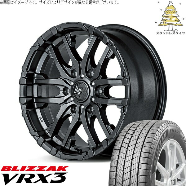 ハイエース専用 215/70R15 スタッドレスタイヤ ホイール 4本セット 新品 | ブリヂストン (BRIDGESTONE) ブリザック VRX3 (BLIZZAK VRX3) × エムアイディー (MID) ナイトロパワー M26 クロスファング バレルブラック 15インチ 6J +33 6穴139.7