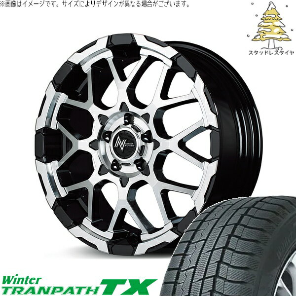 プリスウα 215/60R16 スタッドレスタイヤ ホイール 4本セット 新品 | トーヨータイヤ (TOYO TIRE) ウィンタートランパス TX × エムアイディー (MID) ナイトロパワー M28 バレット ブラック/ミラーカット 16インチ 7J +40 5穴114.3