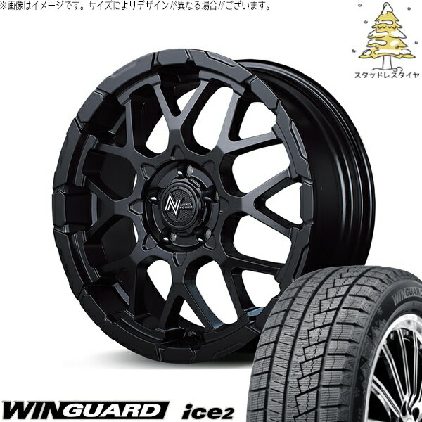 プリウスα 215/60R16 スタッドレスタイヤ ホイール 4本セット 新品 | ネクセン (NEXEN) ウィンガード アイス2 (WinGUARD ice2) × エムアイディー (MID) ナイトロパワー M28 バレット セミグロスブラック 16インチ 7.0J +40 5穴114.3