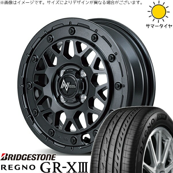 モコ ゼスト パレット ミラ 165/55R14 サマータイヤ ホイール 4本セット 新品 | ブリヂストン (BRIDGESTONE) レグノ GR-X3 × エムアイディー (MID) ナイトロパワー M29 スティンガー バレルブラック 14インチ 4.5J +45 4穴100