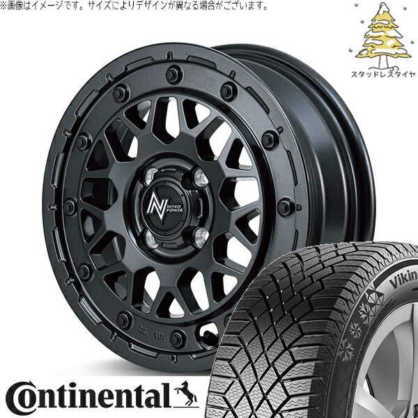 NBOX スペーシア タント デリカミニ 155/65R14 スタッドレスタイヤ ホイール 4本セット 新品 | コンチネンタル (CONTINENTAL) バイキングコンタクト セブン (VikingContact7) × エムアイディー (MID) ナイトロパワー M29 スティンガー 14インチ 4.5J +45 4穴100