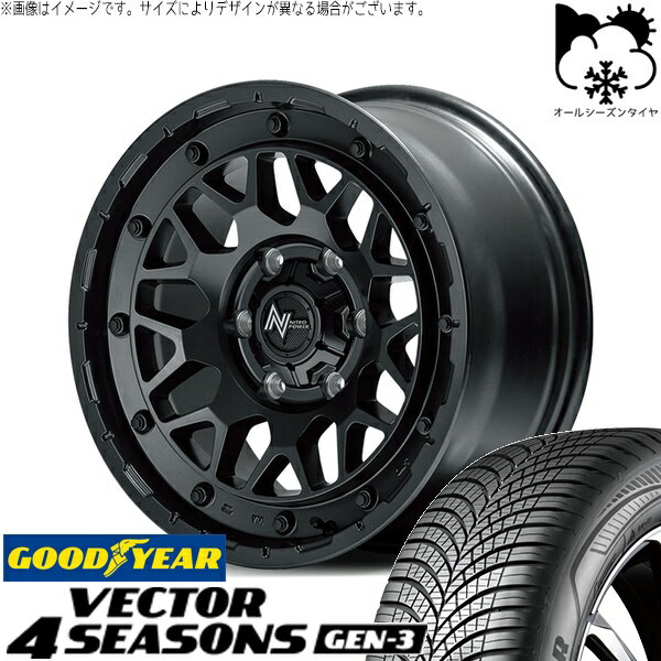 ハイエース専用 215/60R17 オールシーズンタイヤ ホイール 4本セット 新品 | グッドイヤー (GOODYEAR) ベクター4シーズンズ GEN-3 × エムアイディー (MID) ナイトロパワー M29 スティンガー バレルブラック 17インチ 6.5J +38 6穴139.7