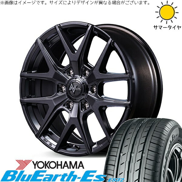 ハイエース専用 215/60R17 サマータイヤ ホイール 4本セット 新品 | ヨコハマタイヤ (YOKOHAMA) ブルーアース ES32 × エムアイディー (MID) ナイトロパワー M62 トマホーク バレルブラック 17インチ 6.5J +38 6穴139.7