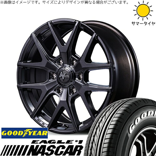 ハイエース専用 215/60R17 サマータイヤ ホイール 4本セット 新品 | グッドイヤー (GOODYEAR) イーグル ナスカー × エムアイディー (MID) ナイトロパワー M62 トマホーク バレルブラック 17インチ 6.5J +38 6穴139.7