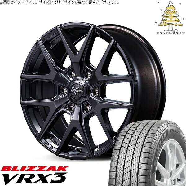 ハイエース専用 215/60R17 スタッドレスタイヤ ホイール 4本セット 新品 | ブリヂストン (BRIDGESTONE) ブリザック VRX3 × エムアイディー (MID) ナイトロパワー M62 トマホーク バレルブラック 17インチ 6.5J +38 6穴139.7