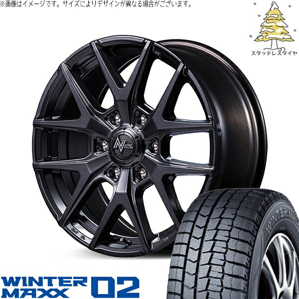 ハイエース専用 215/60R17 スタッドレスタイヤ ホイール 4本セット 新品 | ダンロップ (DUNLOP) ウィンターマックス02 (WINTERMAXX02 WM02) × エムアイディー (MID) ナイトロパワー M62 トマホーク バレルブラック 17インチ 6.5J +38 6穴139.7
