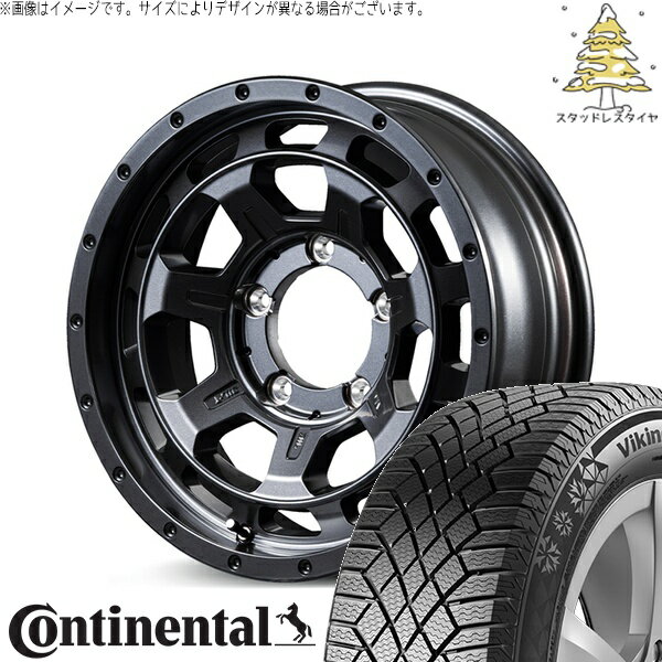 ジムニーシエラ 215/70R16 スタッドレスタイヤ ホイール 4本セット 新品 | コンチネンタル (Continental) バイキングコンタクト7 × エムアイディー (MID) ナイトロパワー M7 ファランクス バレルブラック 16インチ 6J -5 5穴139.7