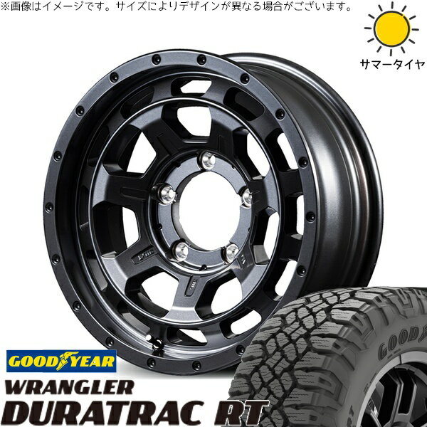 スズキ ジムニー JB64 JB23 JA22 JA12 225/75R16 サマータイヤ ホイール 4本セット 新品 | グッドイヤー (GOODYEAR) ラングラー デュラトラック RT × エムアイディー (MID) ナイトロパワー M7 ファランクス バレルブラック 16インチ 5.5J +20 5穴139.7