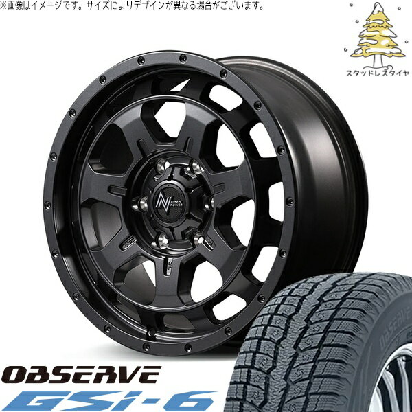 ハイエース専用 215/70R16 スタッドレスタイヤ ホイール 4本セット 新品 | トーヨータイヤ (TOYO TIRE) オブザーブ Gsi-6 × エムアイディー (MID) ナイトロパワー M7 ファランクス バレルブラック 16インチ 6.5J +38 6穴139.7
