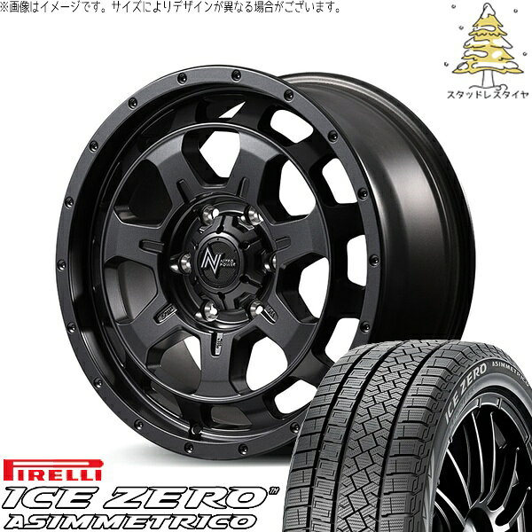 ハイエース専用 215/60R17 スタッドレスタイヤ ホイール 4本セット 新品 | ピレリ (PIRELLI) アイスゼロアシンメトリコ × エムアイディー (MID) ナイトロパワー M7 ファランクス バレルブラック 17インチ 6.5J +38 6穴139.7