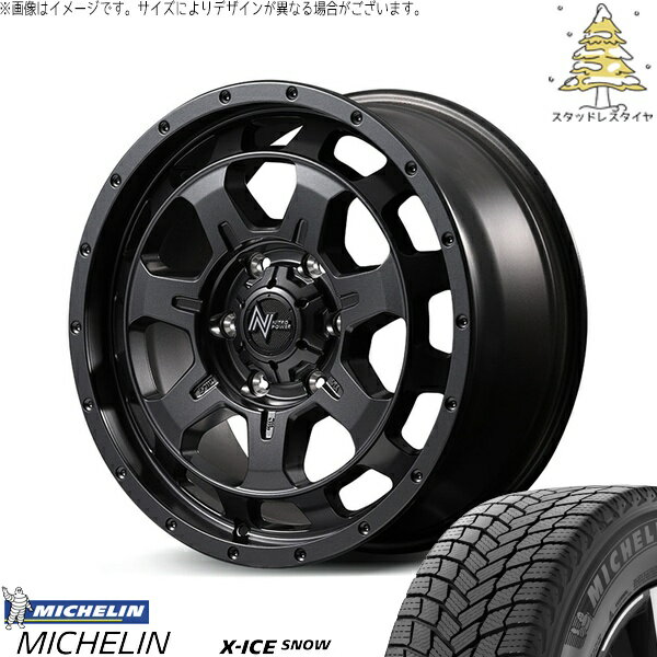 トライトン 265/65R17 スタッドレスタイヤ ホイール 4本セット 新品 | ミシュラン (MICHELIN) エックスアイス スノー × エムアイディー (MID) ナイトロパワー M7 ファランクス バレルブラック 17インチ 7.5J +45 6穴139.7