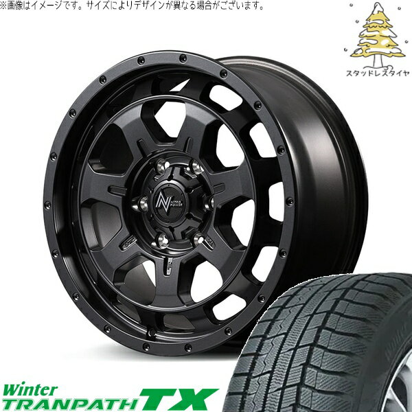 ハイエース専用 215/60R17 スタッドレスタイヤ ホイール 4本セット 新品 | トーヨータイヤ (TOYO TIRE) ウィンタートランパス TX × エムアイディー (MID) ナイトロパワー M7 ファランクス バレルブラック 17インチ 6.5J +38 6穴139.7