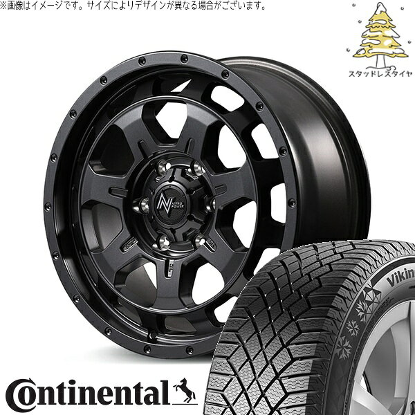 ハイエース専用 215/70R16 スタッドレスタイヤ ホイール 4本セット 新品 | コンチネンタル (Continental) バイキングコンタクト7 × エムアイディー (MID) ナイトロパワー M7 ファランクス バレルブラック 16インチ 6.5J +38 6穴139.7