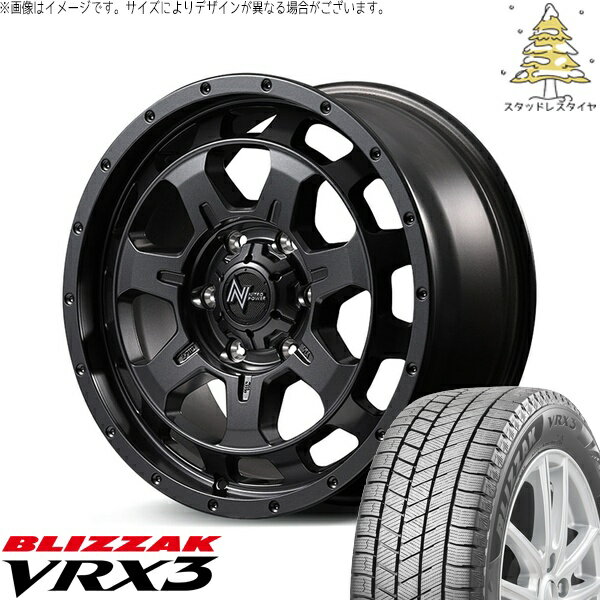 ハイエース専用 215/70R16 スタッドレスタイヤ ホイール 4本セット 新品 | ブリヂストン (BRIDGESTONE) ブリザック VRX3 × エムアイディー (MID) ナイトロパワー M7 ファランクス バレルブラック 16インチ 6.5J +38 6穴139.7