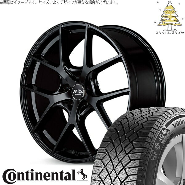 クラウンスポーツ 235/60R18 スタッドレスタイヤ ホイール 4本セット 新品 | コンチネンタル (CONTINENTAL) バイキングコンタクト セブン (VikingContact7) × エムアイディー (MID) MIDホイール レフィナーダ モーション4 グロスブラック 18インチ 8J +42 5穴114.3