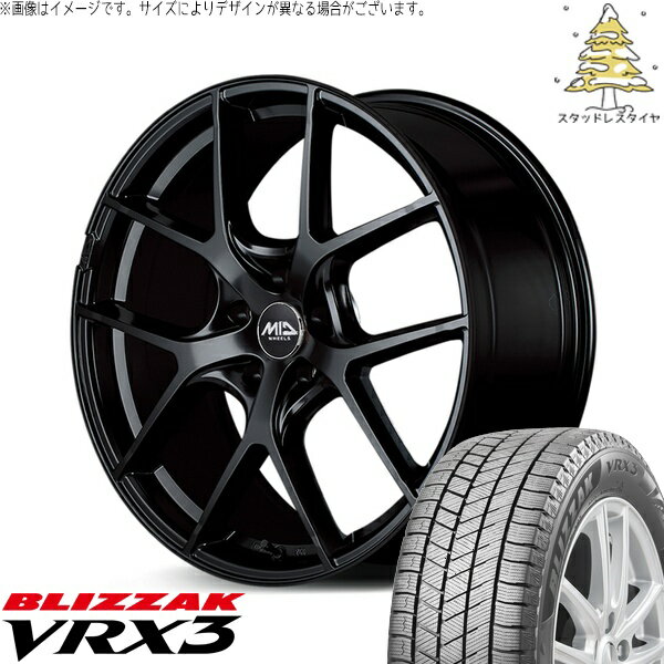 レクサスRX 235/60R19 スタッドレスタイヤ ホイール 4本セット 新品 | ブリヂストン (BRIDGESTONE) ブリザック VRX3 (BLIZZAK VRX3) × エムアイディー (MID) MIDホイール レフィナーダ モーション4 グロスブラック 19インチ 8J +45 5穴114.3