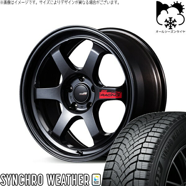 ヴェゼル WR-V 225/50R18 オールシーズンタイヤ ホイール 4本セット 新品 | ダンロップ (DUNLOP) シンクロウェザー × エムアイディー (MID) MIDレーシング R06 クリスタルブラック 18インチ 7.5J +50 5穴114.3