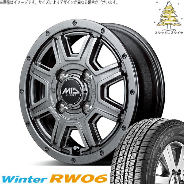 ハイゼットジャンボ 145R12 スタッドレスタイヤ ホイール 4本セット 新品 | ハンコック (HANKOOK) ウィンター RW06 × エムアイディー (MID) MIDホイール マッドライダー メタリックグレー 12インチ 4.00B +42 4穴100