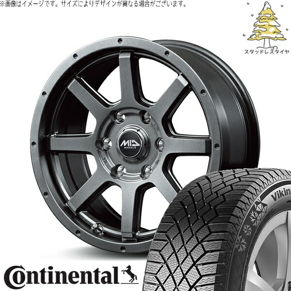 FJクルーザー プラド 265/70R17 スタッドレスタイヤ ホイール 4本セット 新品 | コンチネンタル (Continental) バイキングコンタクト7 × エムアイディー (MID) MIDホイール マッドライダー メタリックグレー 17インチ 7.5J +25 6穴139.7