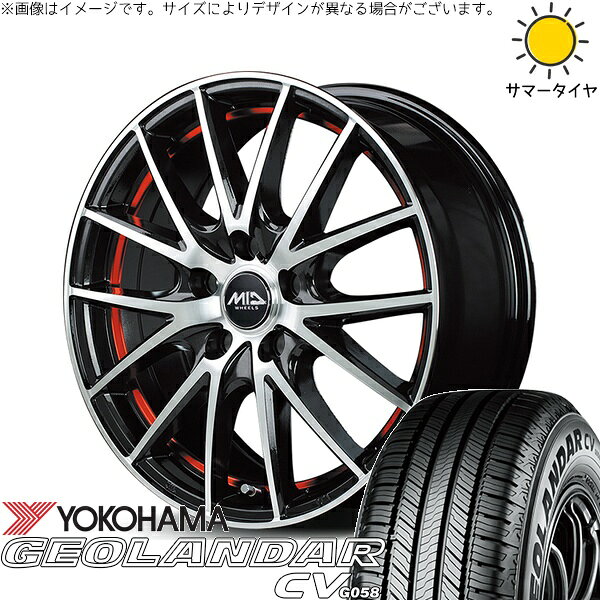 ZR-V クロストレック 225/60R17 サマータイヤ ホイール 4本セット 新品 | ヨコハマタイヤ (YOKOHAMA) ジオランダーCV G058 × エムアイディー (MID) MIDホイール RX27 ブラックメタリックポリッシュ/アンダーカットレッド 17インチ 7J +48 5穴114.3