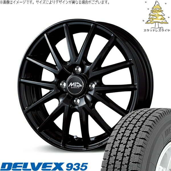 ハイゼットジャンボ 145/80R12 スタッドレスタイヤ ホイール 4本セット 新品 | トーヨータイヤ (TOYO TIRE) デルベックス 935 × エムアイディー (MID) MIDホイール SQ27 メタリックブラック 12インチ 4.00B +42 4穴100