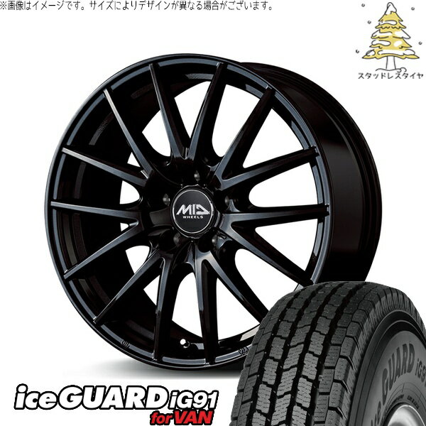 デリカD5 アウトランダー 225/70R16 スタッドレスタイヤ ホイール 4本セット 新品 | ヨコハマタイヤ (YOKOHAMA) アイスガード91 (iceGUARD91 IG91) × エムアイディー (MID) MIDホイール SQ27 メタリックブラック 16インチ 6.5J +38 5穴114.3