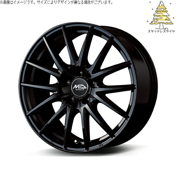 ホンダ CR-Z 195/55R16 スタッドレスタイヤ ホイール 4本セット 新品 | おすすめ輸入タイヤ × エムアイディー (MID) MIDホイール SQ27 メタリックブラック 16インチ 6.5J +38 5穴114.3