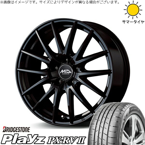 ZR-V クロストレック 225/60R17 サマータイヤ ホイール 4本セット 新品 | ブリヂストン (BRIDGESTONE) プレイズ PX-RV2 × エムアイディー (MID) MIDホイール SQ27 メタリックブラック 17インチ 7J +48 5穴114.3