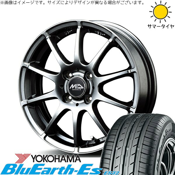 モコ ゼスト パレット ミラ 155/65R13 サマータイヤ ホイール 4本セット 新品 | ヨコハマタイヤ (YOKOHAMA) ブルーアース ES32 × エムアイディー (MID) MIDホイール スタッグ メタリックグレー 13インチ 4.00B +42 4穴100