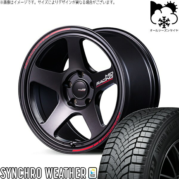 レクサスNX ハリアー 235/55R18 オールシーズンタイヤ ホイール 4本セット 新品 | ダンロップ (DUNLOP) シンクロウェザー × エムアイディー (MID) MIDレーシング TR50 ターマックブラック 18インチ 8J +45 5穴114.3