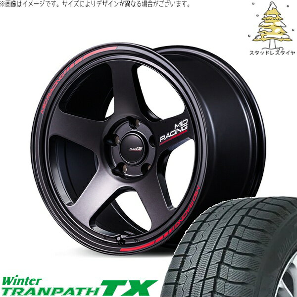 RAV4 ハリアー エクストレイル 225/60R18 スタッドレスタイヤ ホイール 4本セット 新品 | トーヨータイヤ (TOYO TIRE) ウィンタートランパス TX × エムアイディー (MID) MIDレーシング TR50 ターマックブラック 18インチ 8J +45 5穴114.3