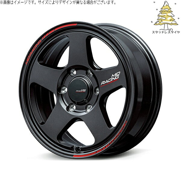 ハイエース専用 215/65R16 スタッドレスタイヤ ホイール 4本セット 新品 | おすすめ輸入タイヤ × エムアイディー (MID) MIDレーシング TR50 ターマックブラック 16インチ 6.5J +38 6穴139.7