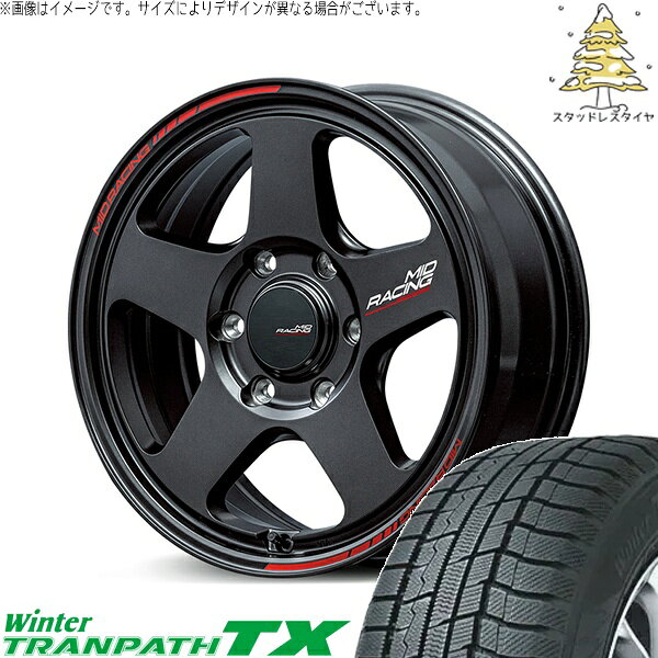 ハイエース専用 215/65R16 スタッドレスタイヤ ホイール 4本セット 新品 | トーヨータイヤ (TOYO TIRE) ウィンタートランパス TX × エムアイディー (MID) MIDレーシング TR50 ターマックブラック 16インチ 6.5J +38 6穴139.7
