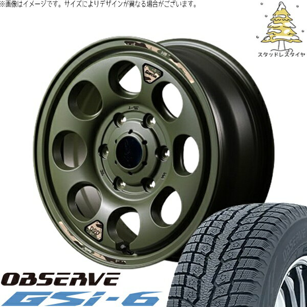 ハイエース専用 215/70R16 スタッドレスタイヤ ホイール 4本セット 新品 | トーヨータイヤ (TOYO TIRE) オブザーブ Gsi-6 × エムアイディー (MID) MIDホイール x DOD ウシャリン セミグロスODグリーン 16インチ 6.5J +38 6穴139.7