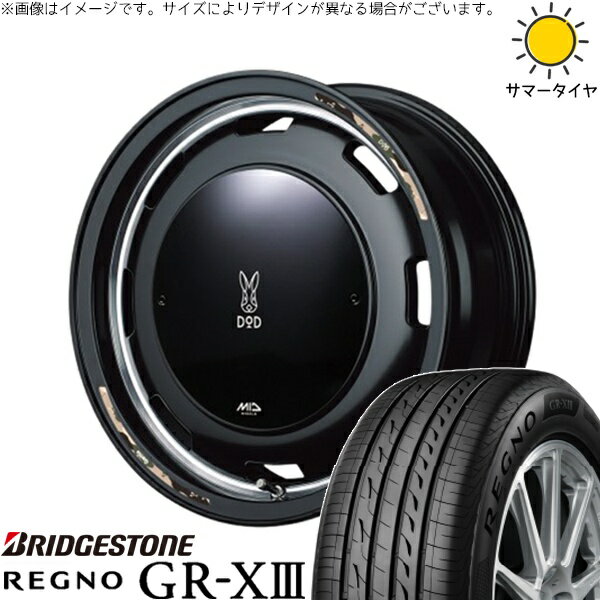 モコ ゼスト パレット ミラ 165/55R14 サマータイヤ ホイール 4本セット 新品 | ブリヂストン (BRIDGESTONE) レグノ GR-X3 × エムアイディー (MID) MIDホイール x DOD ウシャリントバリ セミグロスブラック 14インチ 4.5J +45 4穴100