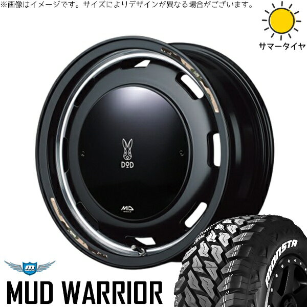 ジムニーシエラ 215/70R16 サマータイヤ ホイール 4本セット 新品 | モンスタタイヤ (MONSTA TYRE) マッドウォーリアー (MUD WARRIOR) × エムアイディー (MID) MIDホイール x DOD ウシャリントバリ セミグロスブラック 16インチ 6J -5 5穴139.7