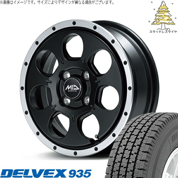 ハイゼットジャンボ 145/80R12 スタッドレスタイヤ ホイール 4本セット 新品 | トーヨータイヤ (TOYO TIRE) デルベックス 935 × エムアイディー (MID) MIDホイール ロードマックス WO-7 セミグロスブラックフランジDC 12インチ 4.00B +40 4穴100