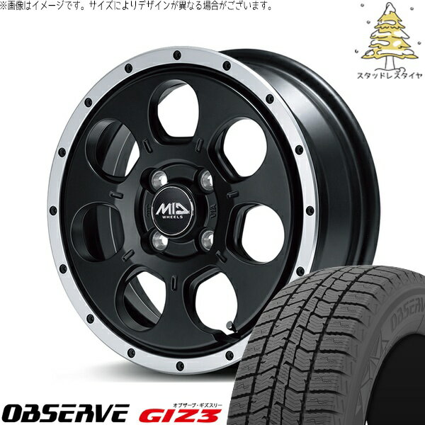 ハスラー デリカミニ ソリオ 165/65R14 スタッドレスタイヤ ホイール 4本セット 新品 | トーヨータイヤ (TOYO TIRE) オブザーブ GIZ3 × エムアイディー (MID) MIDホイール ロードマックス WO-7 セミグロスブラックフランジDC 14インチ 4.5J +45 4穴100