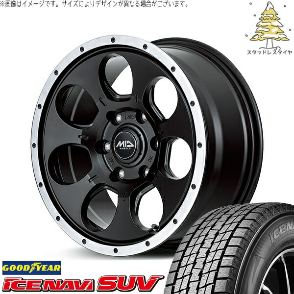 30アルファード 215/65R16 スタッドレスタイヤ ホイール 4本セット 新品 | グッドイヤー (GOODYEAR) アイスナビ SUV (ICENAVI SUV) × エムアイディー (MID) MIDホイール WO-7 セミグロスブラックフランジDC 16インチ 7.0J +40 5穴114.3