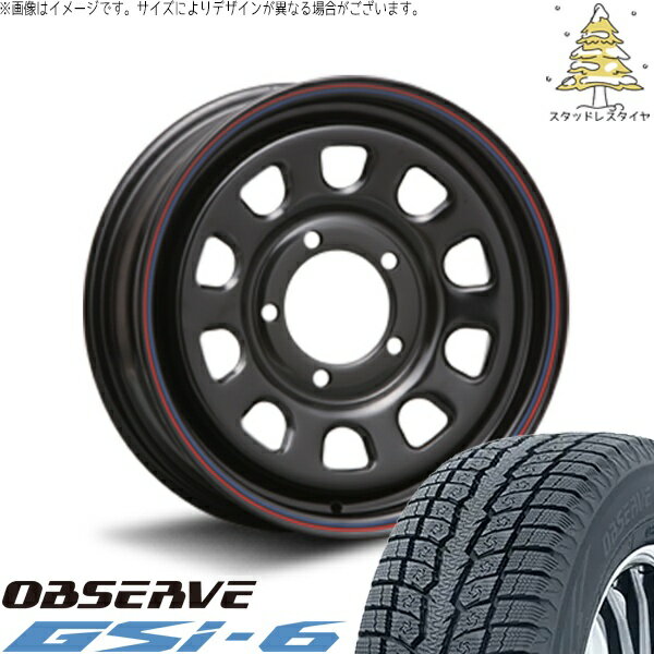 ジムニーシエラ 215/70R16 スタッドレスタイヤ ホイール 4本セット 新品 | トーヨータイヤ (TOYO TIRE) オブザーブ Gsi-6 × エムエルジェイ (MLJ) デイトナ SS ブラック 16インチ 6J ±0 5穴139.7