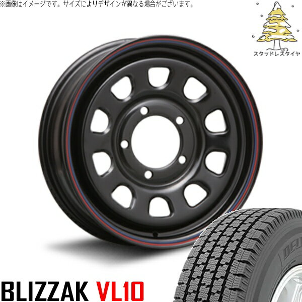 ジムニーシエラ 195/80R15 スタッドレスタイヤ ホイール 4本セット 新品 | ブリヂストン (BRIDGESTONE) ブリザック VL10 (BLIZZAK VL10) × エムエルジェイ (MLJ) デイトナ SS ブラック 15インチ 6J ±0 5穴139.7