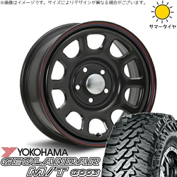 パジェロミニ 175/80R16 サマータイヤ ホイール 4本セット 新品 | ヨコハマタイヤ (YOKOHAMA) ジオランダー M/T G003 (GEOLANDAR M/T G003) × エムエルジェイ (MLJ) デイトナ SS ブラック 16インチ 7J +35 5穴114.3