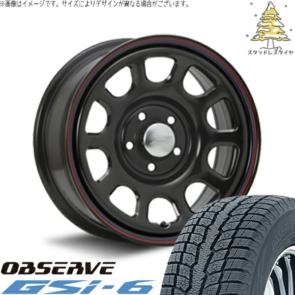 デリカD5 CX5 CX8 225/70R16 スタッドレスタイヤ ホイール 4本セット 新品 | トーヨータイヤ (TOYO) オブザーブ Gsi-6 (OBSERVE Gsi-6) × エムエルジェイ (MLJ) デイトナ SS ブラック 16インチ 7.0J +35 5穴114.3