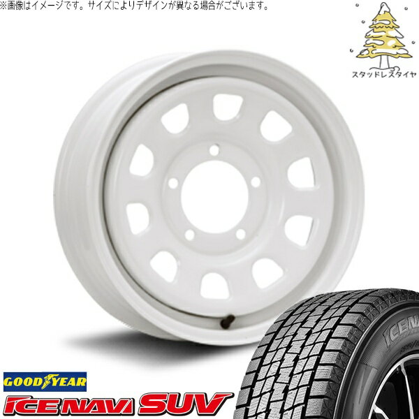 スズキ ジムニー JB64 JB23 JA22 JA12 215/70R16 スタッドレスタイヤ ホイール 4本セット 新品 | グッドイヤー (GOODYEAR) アイスナビ SUV (ICENAVI SUV) × エムエルジェイ (MLJ) デイトナ SS ホワイト 16インチ 5.5J +20 5穴139.7
