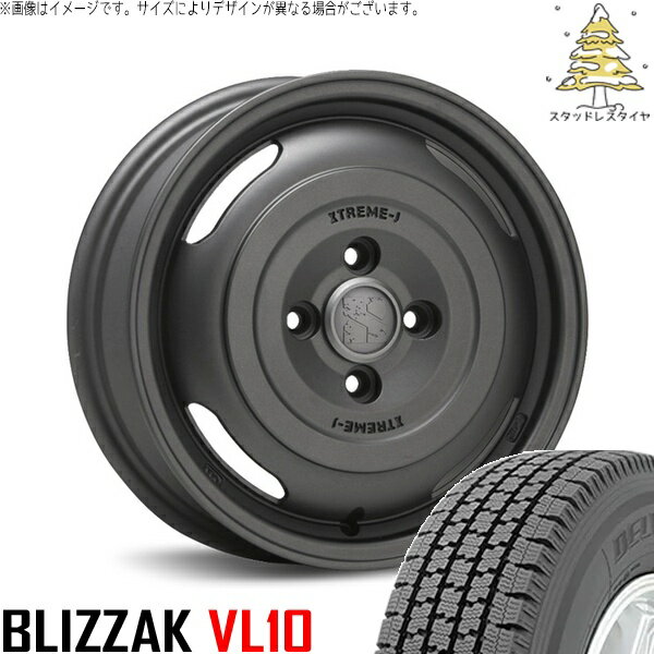 NV200 バネット デリカD3 165/80R14 スタッドレスタイヤ ホイール 4本セット 新品 | ブリヂストン (BRIDGESTONE) ブリザック VL10 (BLIZZAK VL10) × エムエルジェイ (MLJ) エクストリームJ ジャーニー ガンブラック 14インチ 5J +42 4穴114.3